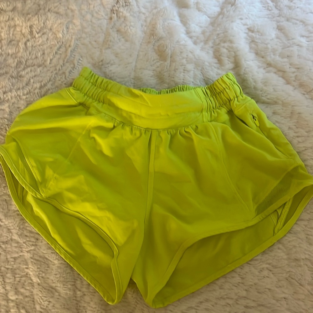 Neon yellow lulu hotty hot shorts